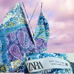 ZARA WOMAN PATCHWORK PRINT LINEN MAXI DRESS Twist Cross-BACK Size S High Slit Photo 2