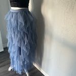 Soho Apparel  Soft Blue Ruffled Maxi Skirt Photo 2