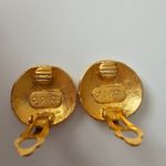 Donna Karan Vintage 1980s DKCo Button Gold Tone Vintage Statement Earrings Photo 2