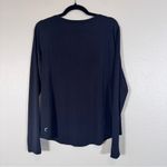 Zyia  Active Black Grey Micro Stripe V Neck Long Sleeve Tee Shirt Womens XL Top Photo 1