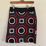 Ann Taylor Skirt Size 2 Geometric Print Black Red White Career Cocktail Photo 4