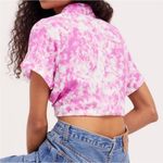 For Love & Lemons NWT ‘Devon’ Pink Tie-Dye Front Tie Crop Top Size Medium Photo 1