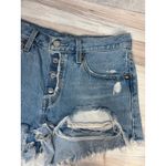 Levi's 501 Premium Womens 27 Distressed Denim Shorts Button Fly Light Wash Raw Photo 3