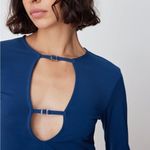 NA-KD Blue Jersey Buckle Detail Top Size Medium Long Sleeve Photo 1