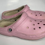 Crocs Pink lined original clogs unisex sizing Photo 0