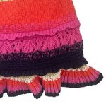 Entro Colorful Soft Crochet Cotton Knit Sleeveless Top with Ruffle Hemline Pink Size L Photo 2