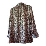Leopard Print Button Down Long Sleeve Shirt Animal Print Blouse Top Brown Photo 1