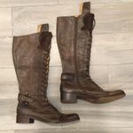 FATTE A MANO PER KING TALL BROWN LEATHER LACE UP RIDING COMBAT MOTO BOOTS, NEW Size 9 Photo 1