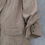 Democracy  Tan Ruched Sleeve Business Casual Peak Suit Jacket Coat Blazer Medium Photo 4