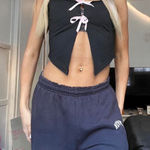 coquette y2k ribbon bow crop tank top vest Black Size M Photo 0