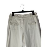 St. John  Sport Pants Women 6 Ivory Cotton Cropped Zippered‎ Hem Trousers Luxury Photo 2