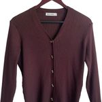 Grace Karin Grace Karin Women Cardigan Sweater L Brown Ribbed Fitted Preppy Academia Office Photo 5
