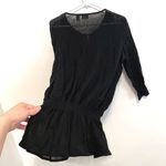 Chico's  1 Solid Black Sequin Beaded 3/4 Sleeve 100% Cotton Drop Waist Tunic Top Photo 15