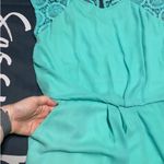 Entro  Crochet Mini Dress with Cap Sleeves and Pockets Mint NWT Medium Fit Photo 5