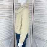 Moon & Madison Waffle Knit Cowl Neck Crop Sweater Cream Beige Small Long Sleeve Photo 1