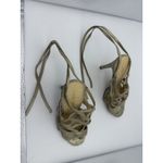 Ivanka Trump  4.25" Heels Womens 7.5 Beige Stiletto Ankle Tie Strappy Wedding Photo 6