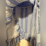 Entro  blue striped wrap dress ruffle skirt size M Photo 2