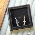 Final sale! NWOT 5PCS Aged S925 mini cross/iris studs&cross dangled earrings Black Photo 8