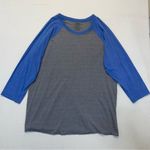 None Raglan Baseball Tee Women’s Size XL blue gray 3/4 sleeve crewneck T-shirt Photo 4