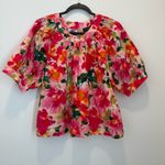 J.Crew  Smock-neck puff-sleeve top in floral cotton poplin Women’s Size M Photo 2