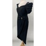 Vintage 80s Off Shoulder Puff Sleeve Bow Waist Tulip Hem Midi Maxi Dress Black 8 Photo 3