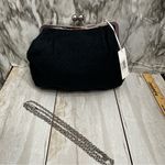 Navy Blue Crochet Knit Clutch Removable Crossbody Chain Strap Boho Chic Metro Black Photo 5