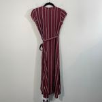 Aritzia Wilfred Free Maroon Red Striped Short Sleeve Jesse Wrap Dress Size XS Photo 6