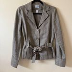Laura Clement Belted Linen Blazer jacket taupe Cream Size US 4 Tan Photo 0