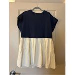 NEW Blue Crew Neck Pullover Oversized Sweatshirt Short sleeve Mini Dress L Size L Photo 3