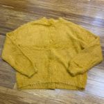 FOR THEE Mustard Yellow Fuzzy Knit Button Up Cardigan Sweater Womens Size XS Photo 3