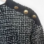 ZARA | TRF Collection Black White Tweed Shift Dress Gold Buttons Mini | Medium Photo 11