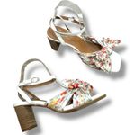 Kensie NWOT Lulus Kadence White Multi Floral Satin Ankle Strap High Heel Sandals Photo 4