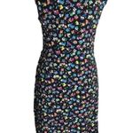 Talbots Petite Black Sheath Multicolored Floral Round Neck Sleeveless Dress Photo 1