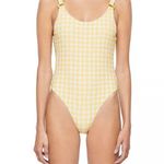 Jonathan Simkhai Rosabel Seersucker One Piece Swimsuit, Daffodil Size L NWT $275 Yellow Size L Photo 7