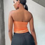 Solid Orange Tie Front Tube Top Size XS Photo 1