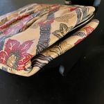 VTG Beautiful Floral Leather Clutch Sliver tone clasp Multi Photo 6