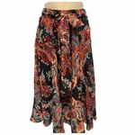 Mix Nouveau Paisley Peasant Midi Skirt‎ Bow Waist Elastic Boho Black Medium Black Photo 11