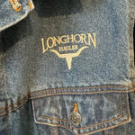 Denim Jacket Oversized Western Cowboy / Cowgirl Longhorn Hauler Jacket Cotton Blue Photo 5