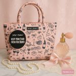 Betsey Johnson Pink Insulated Lunch Tote NWT Bow Champagne Print Cute Photo 1