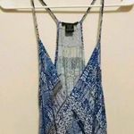 ⭐️ New with tags timing Francesca’s blue printed spaghetti strap romper Size M Photo 1