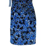 London Times Floral Printed Diagonal Sheath Dress Sleeveless Blue Size 0 Photo 7