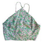 ZARA NWOT Green & Pink Floral Print Cropped Halter Top Size XS Flirty & Feminine Photo 1