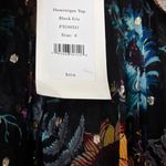 Ulla Johnson NEW Ulla Johnson Dominique Top Black Iris Floral Print Sheer Silk Blouse Size 6 Photo 3