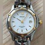 Seiko  Vintage Ladies Watch Two-Tone Bracelet White Dial Gold-Tone Hands Markers Photo 0