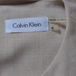 Calvin Klein Sheath Dress Beige Tan Stretch Jewel Neck Sleeveless Ruffle 6 Photo 6