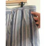 L.L. Bean 100% Linen Pants 18W Blue Striped Elastic Waist Wide Leg Pull On Photo 3