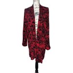Jessica London  NWOT black & red collarless open front jacket 14/16 Photo 2