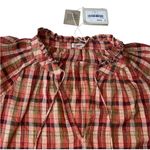 Faherty  Annalise NWT Blouse Top Organic Cotton Sunset Gingham Plaid Small Photo 5