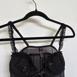 Victoria's Secret Black Sexy Lingerie Nightie Sheer Goth Romantic Tie Front 34C Photo 3