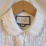 Alexis  Greyson Smocked Lace Long Sleeve Button Up Collared Blouse Top Photo 4